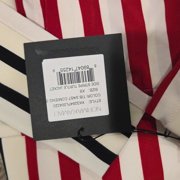 nwt! NORMA KAMALI SIDE STRIPE TURTLE JACKET in Black + Red Pinstripe Size XS/34 - Picture 8 of 12